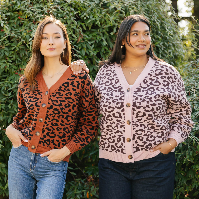 Smash & Tess LEOPARD Cardigan - Antique Rose/Black
