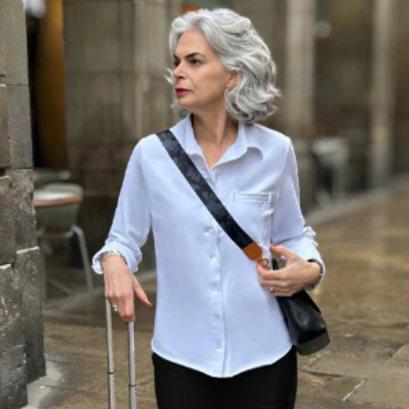 Helene Clarkson Design ALEXANDRA French Terry Button Down Shirt