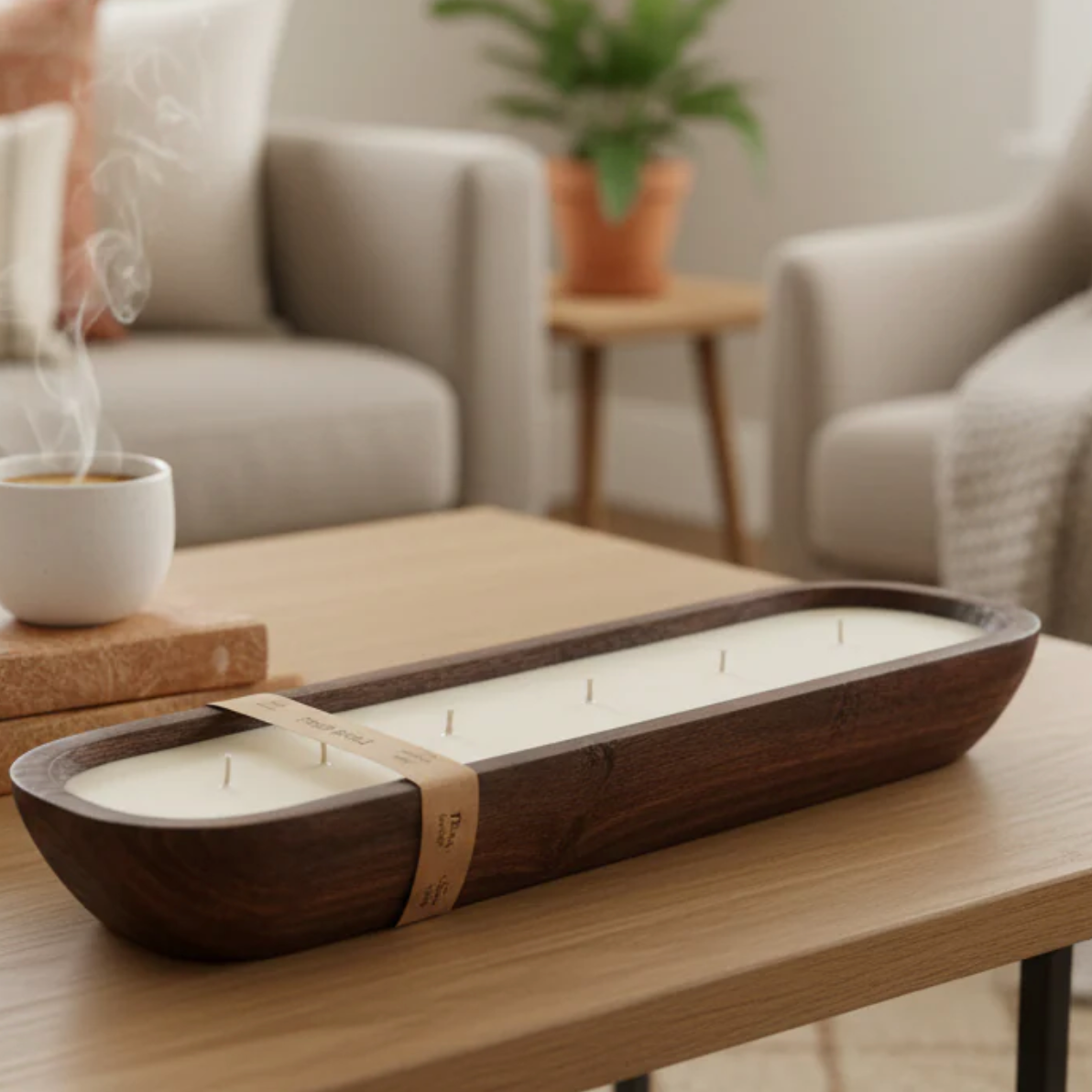 North Country Candle - 20" Antique Walnut Dough Bowl Soy Wax Candle