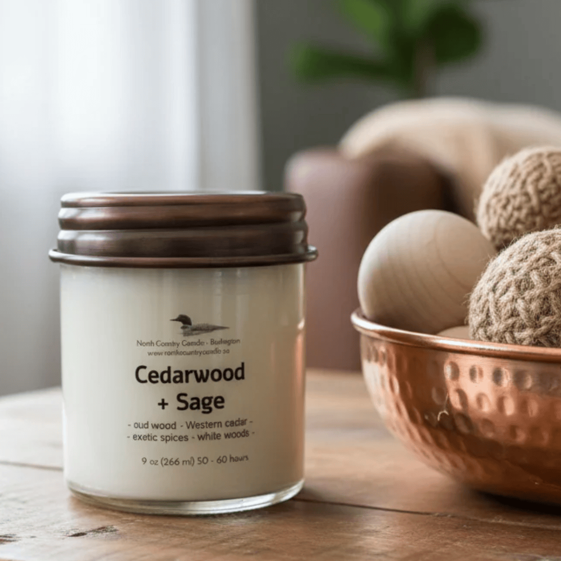 North Country Candle - CEDARWOOD & SAGE Soy Wax Candle with Copper Lid