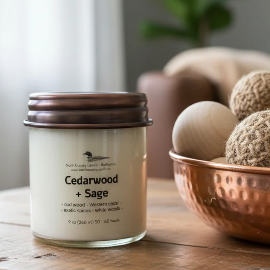 North Country Candle - CEDARWOOD & SAGE Soy Wax Candle with Copper Lid