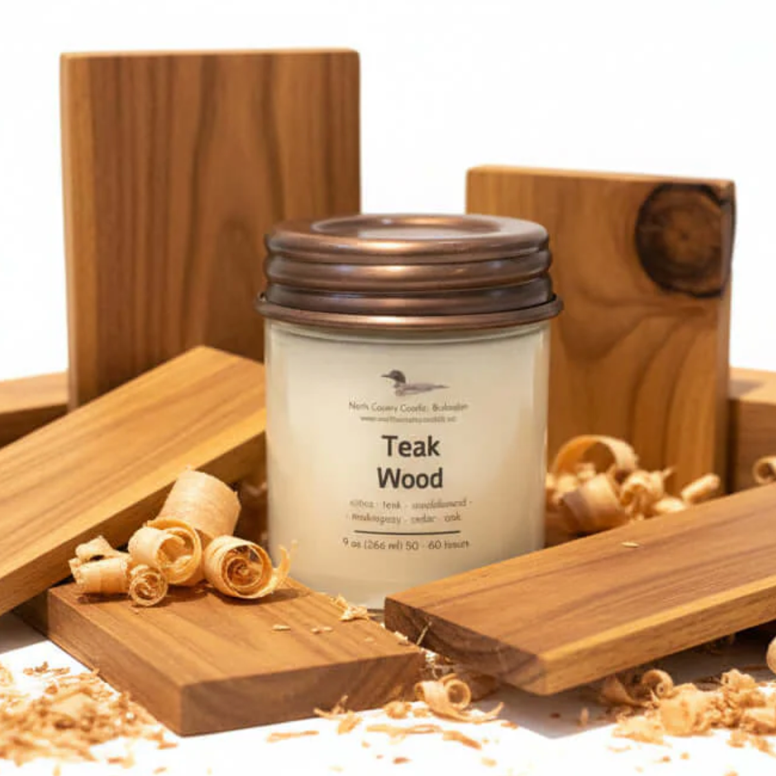 North Country Candle - TEAK WOOD Soy Wax Candle with Copper Lid