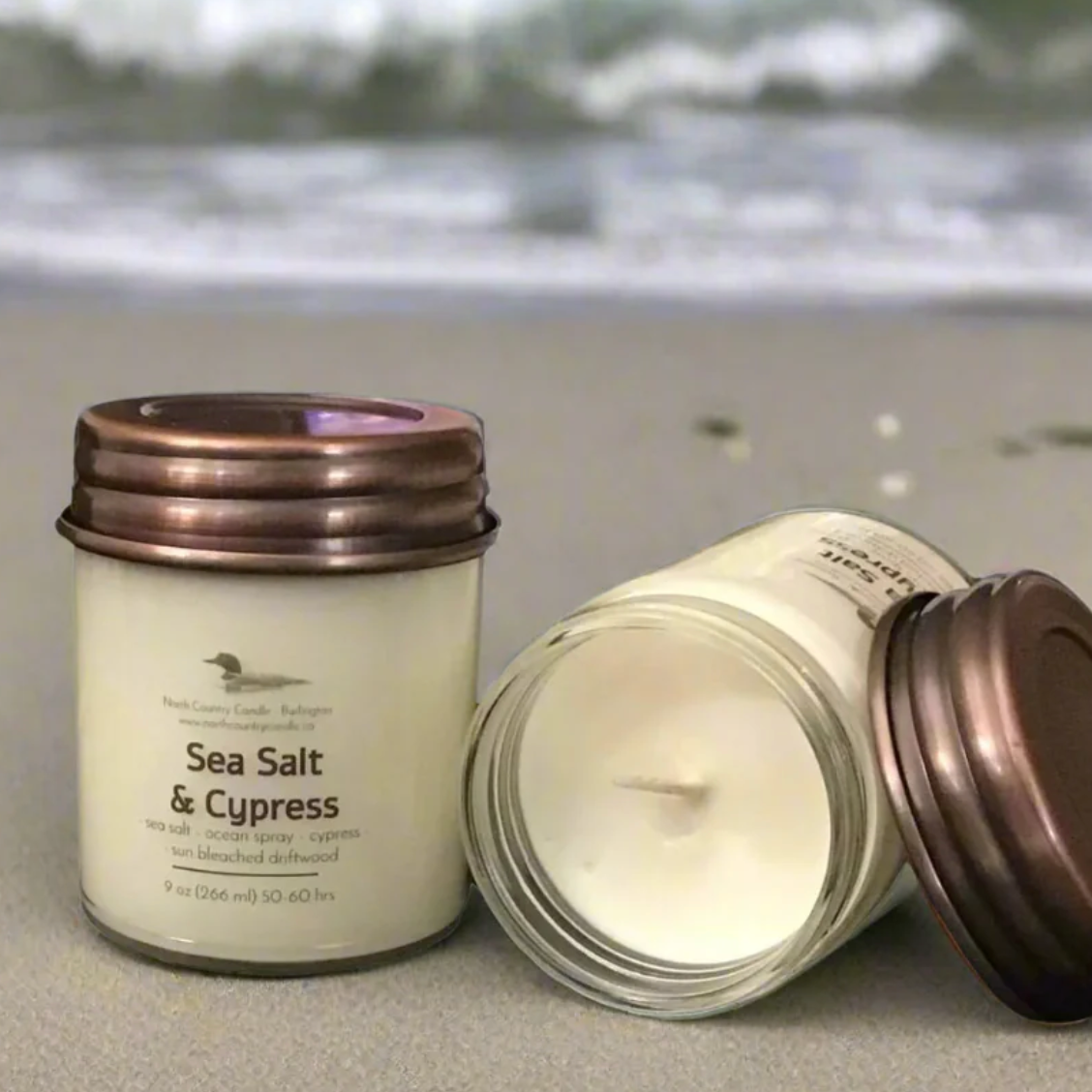 North Country Candle - SEA SALT & CYPRESS Soy Wax Candle with Copper Lid