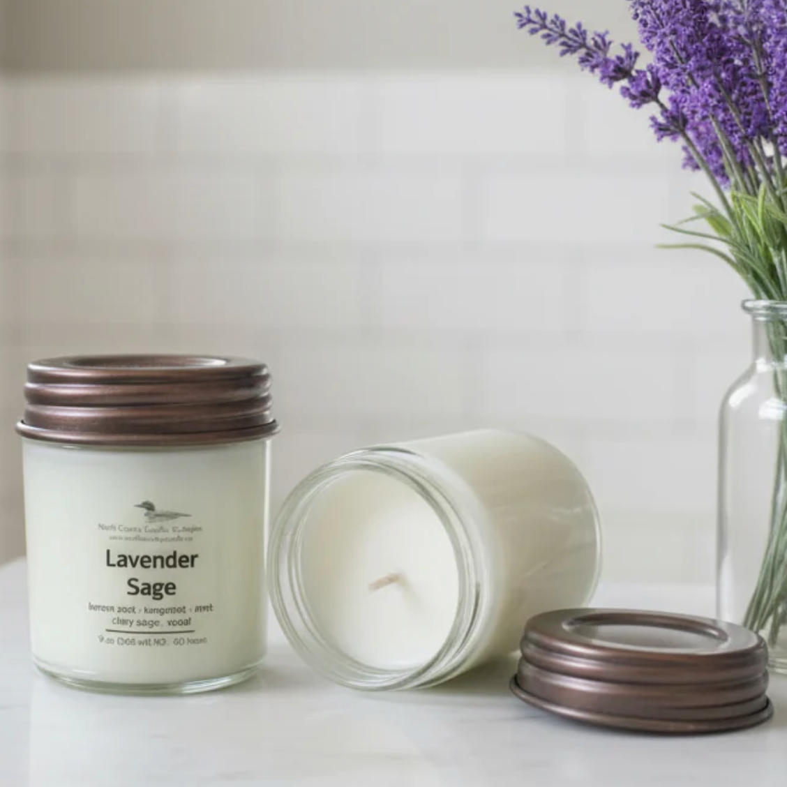 North Country Candle - LAVENDER SAGE Soy Wax Candle with Copper Lid