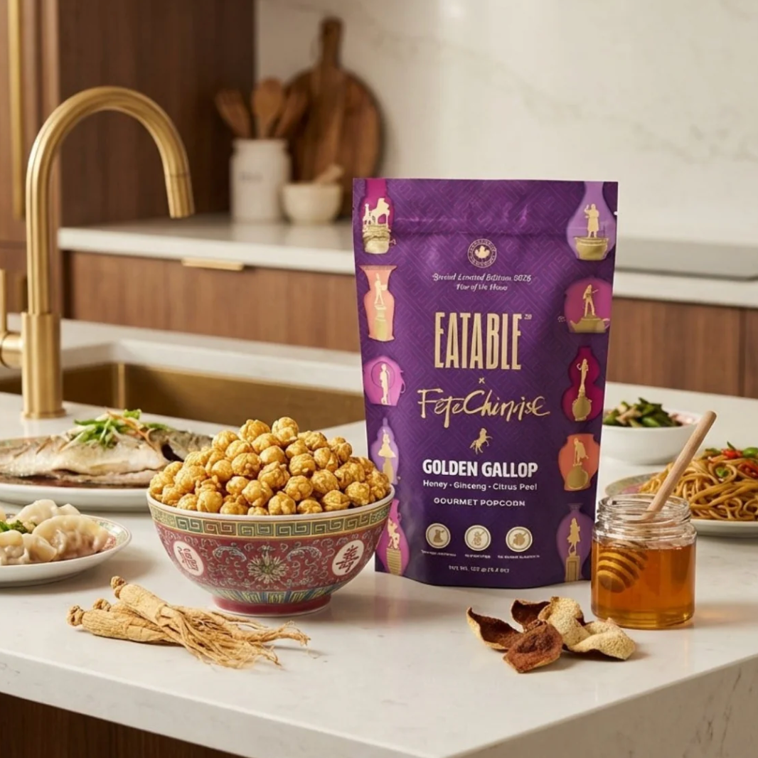 EATABLE Gourmet Popcorn - "Golden Gallop" Lunar New Year with Honey, Ginseng & Citrus Peel
