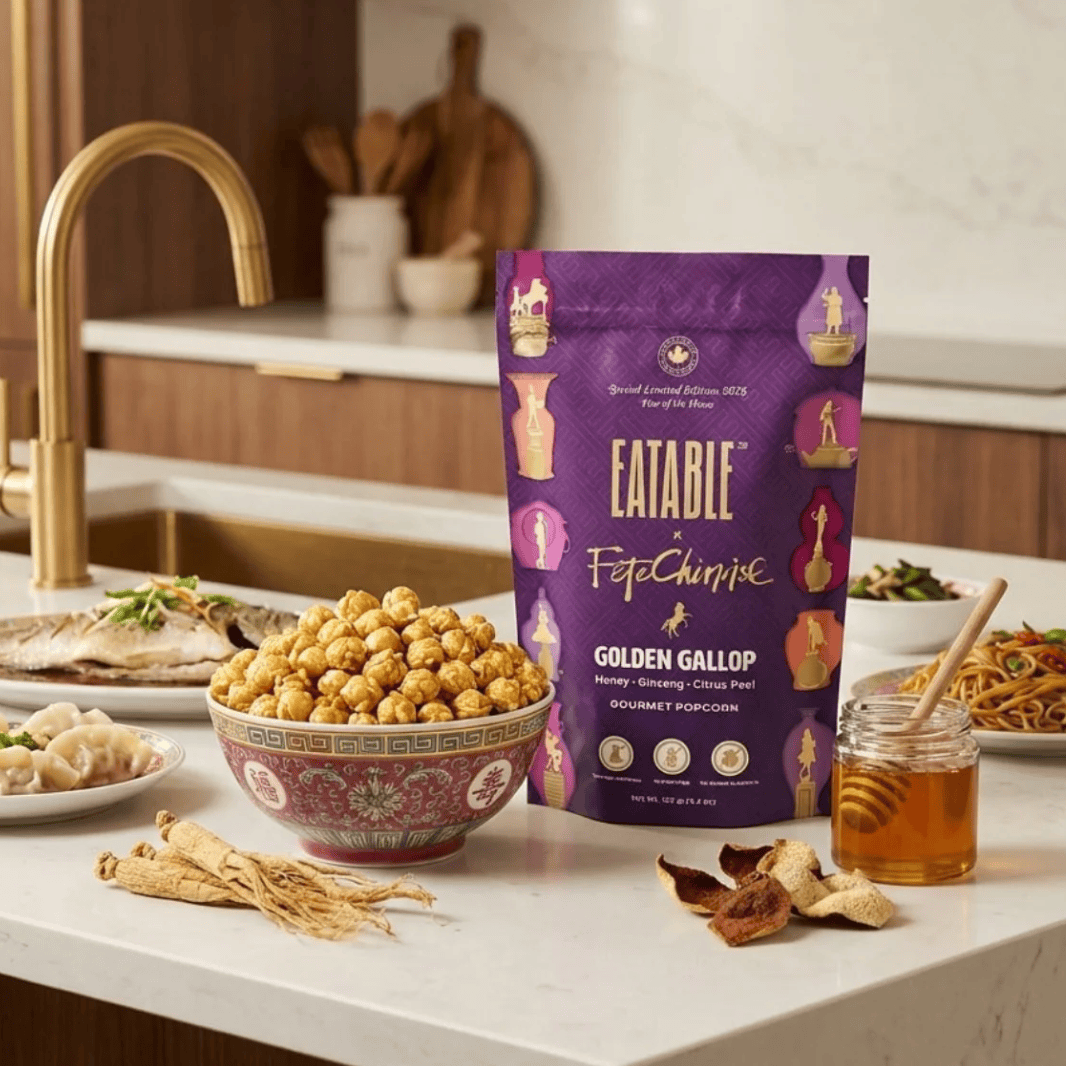 EATABLE Gourmet Popcorn - "Golden Gallop" Lunar New Year with Honey, Ginseng & Citrus Peel