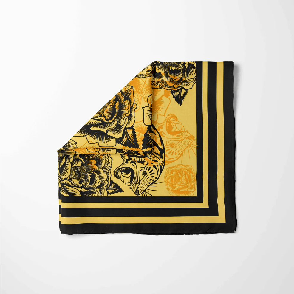 Emma Phelan Design 100% Silk Scarf - Tiger & Peony