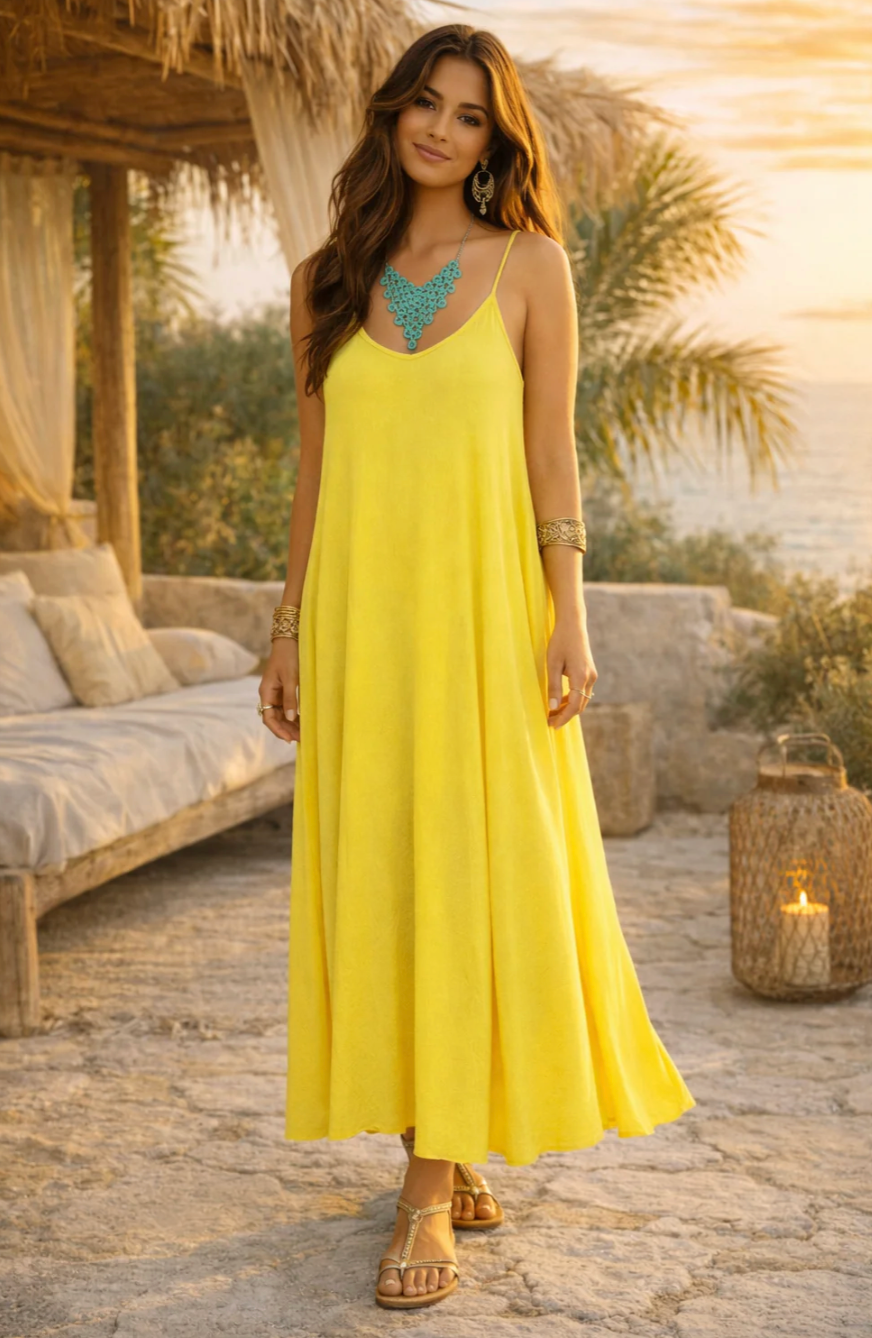 BAZ Italian BRIGHT Linen Slip Dress