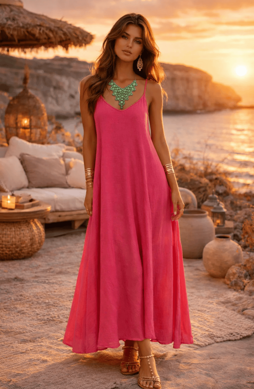 BAZ Italian BRIGHT Linen Slip Dress