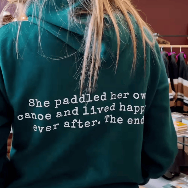 Canoe & Lake Dockside Long Zip Hoodie Emerald Green