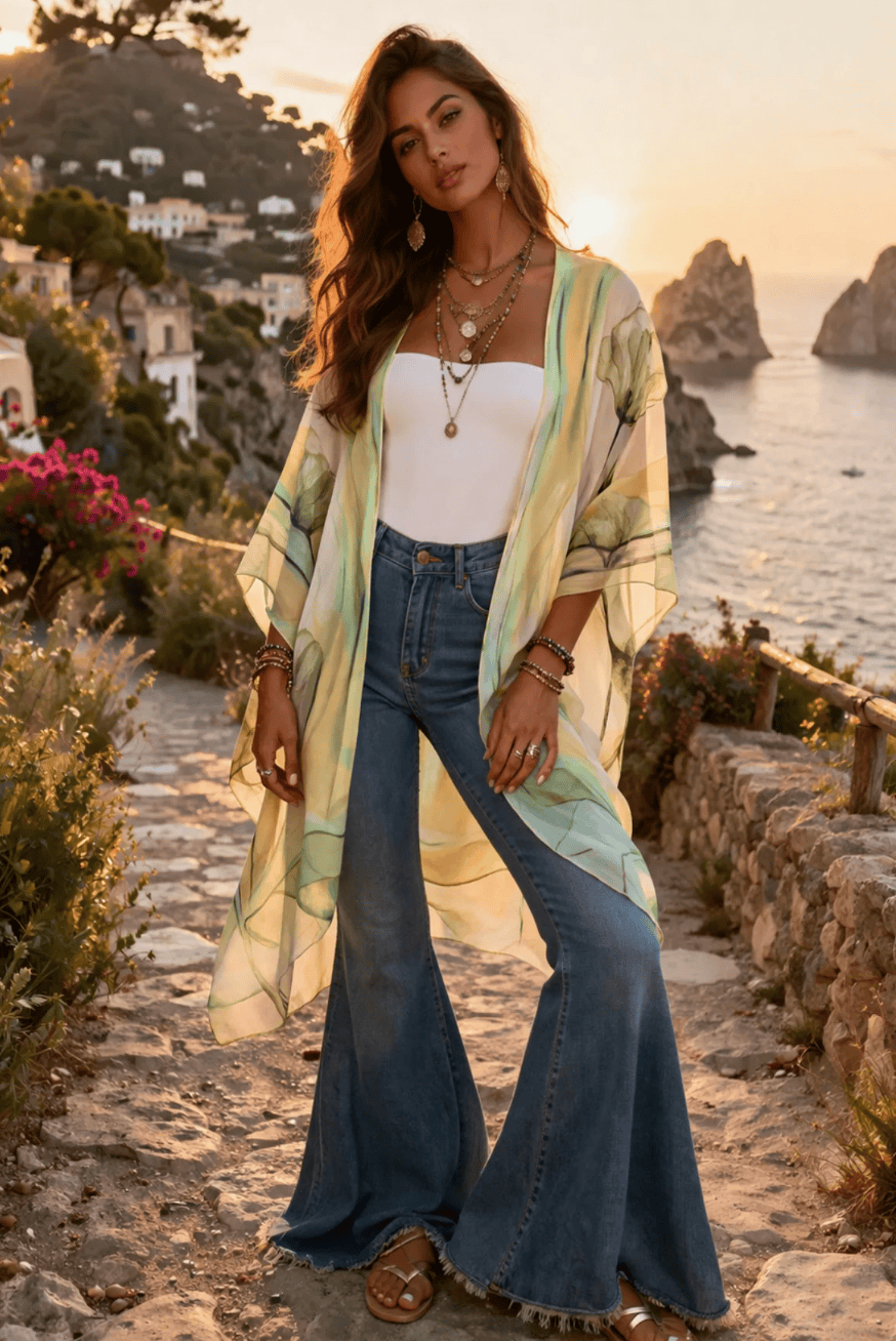 BAZ Kimono - Yellow Watercolour Floral