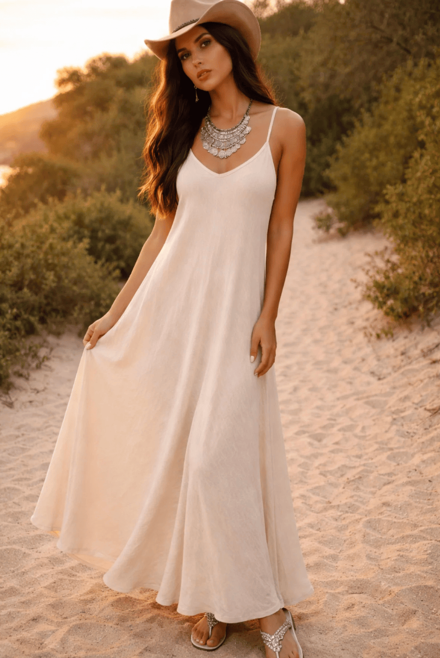 BAZ Italian NEUTRAL Linen Slip Dress