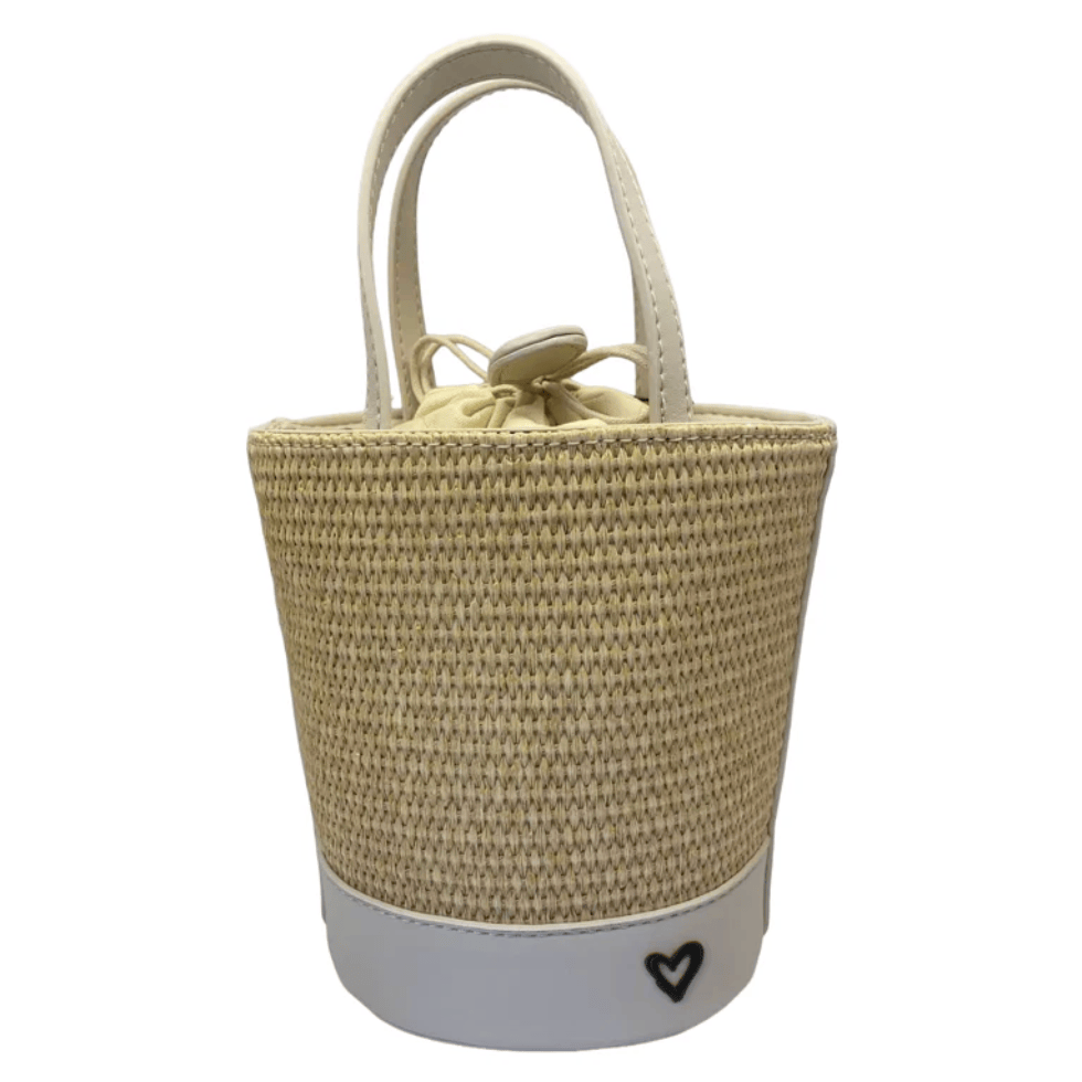 preneLOVE LYTTON Raffia Small Crossbody Bucket Bag