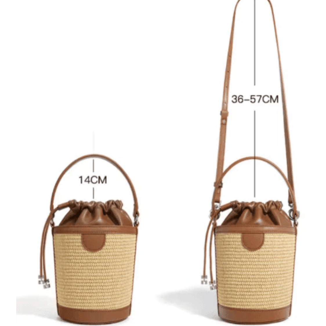 preneLOVE LYTTON Raffia Small Crossbody Bucket Bag