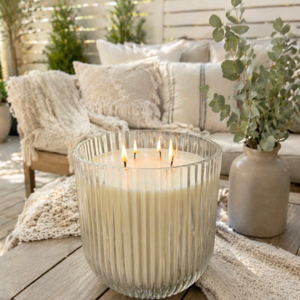 The Scented Market - Summer Nights Ripple Glass 4-Wick Soy Candle