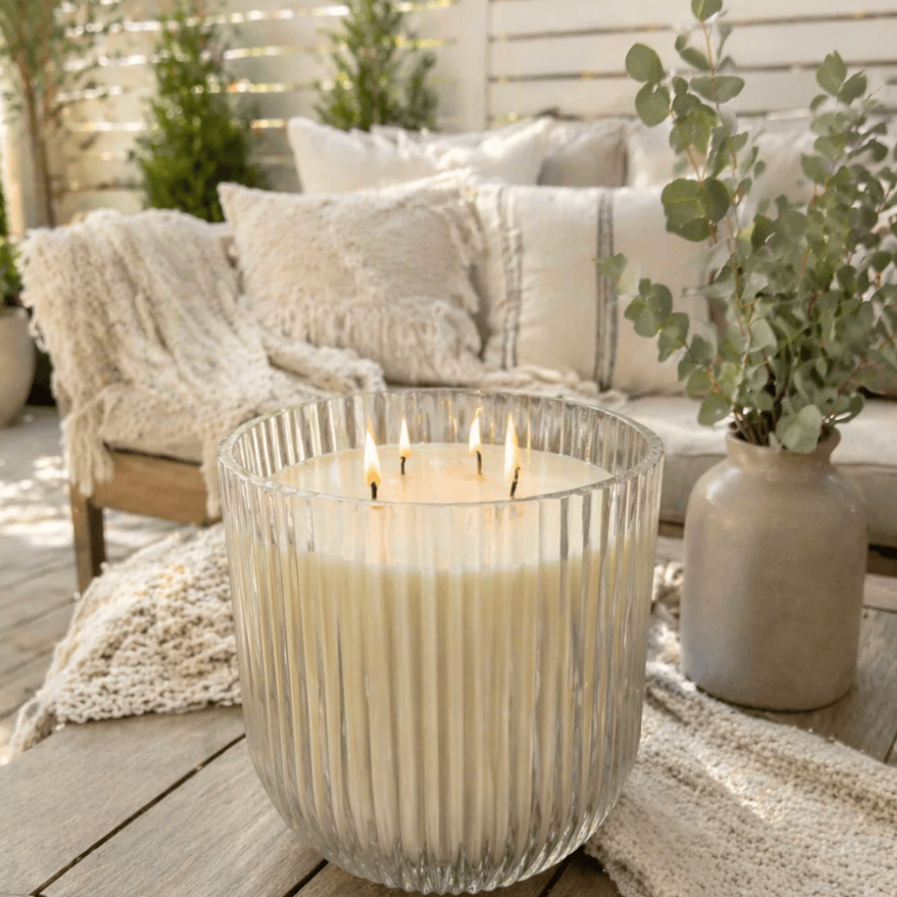 The Scented Market - Summer Nights Ripple Glass 4-Wick Soy Candle
