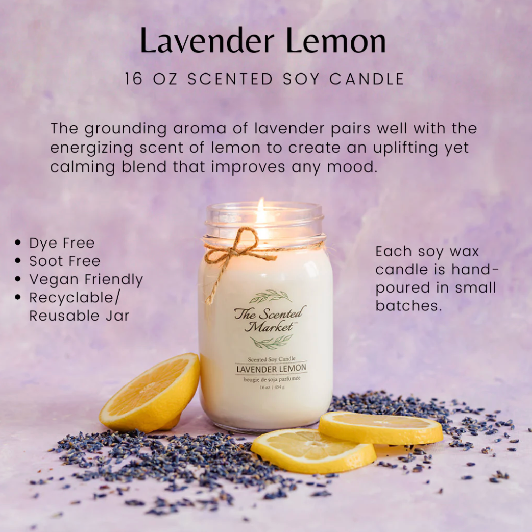 The Scented Market - LAVENDER LEMON Soy Wax Candle