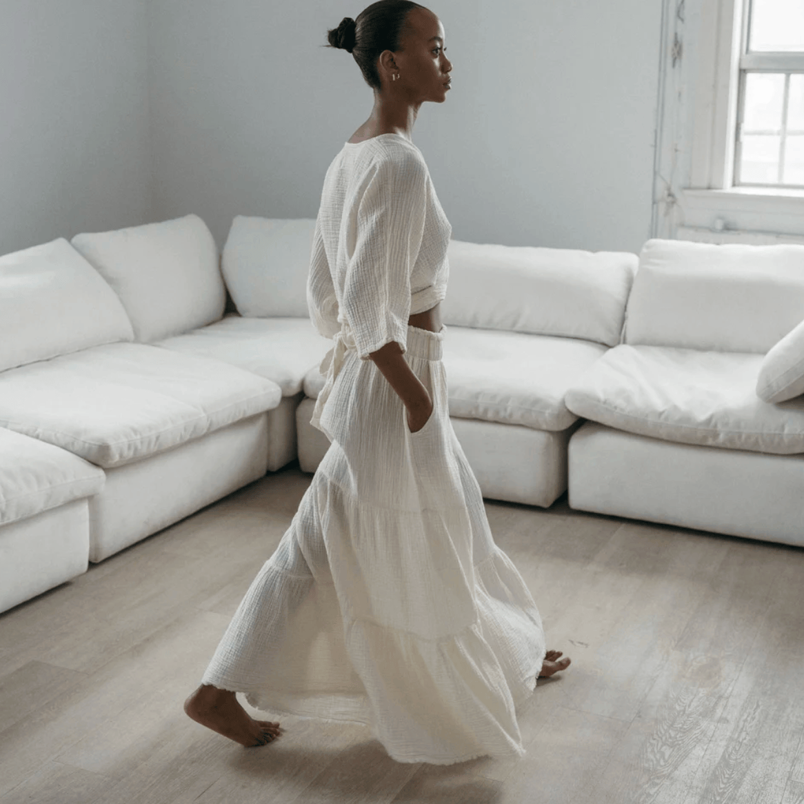 Pokoloko - Turkish Cotton Crinkle Skirt Pants
