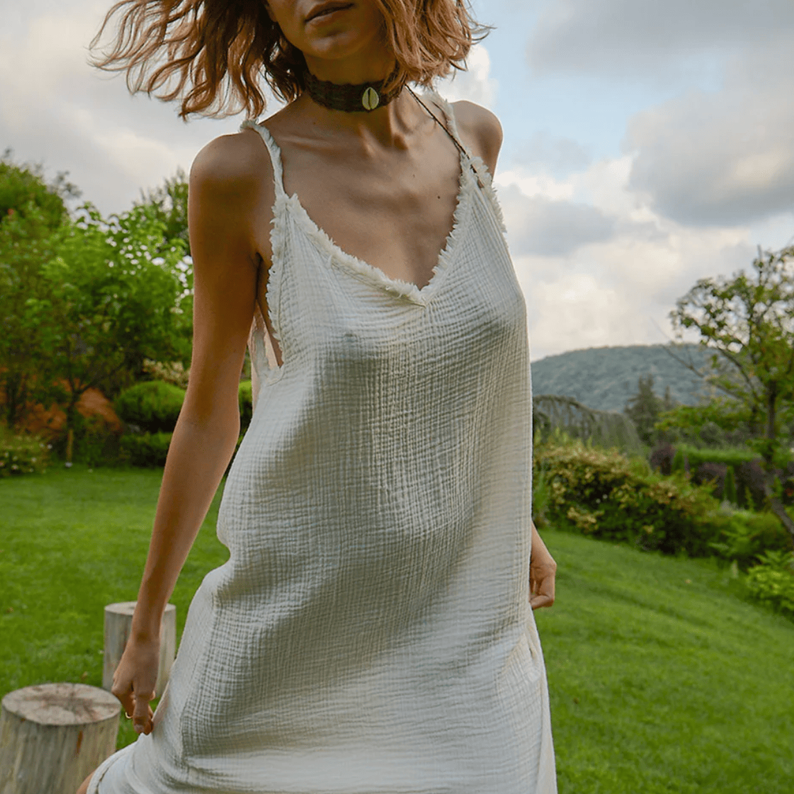 Pokoloko - Turkish Cotton Crinkle Strappy Dress