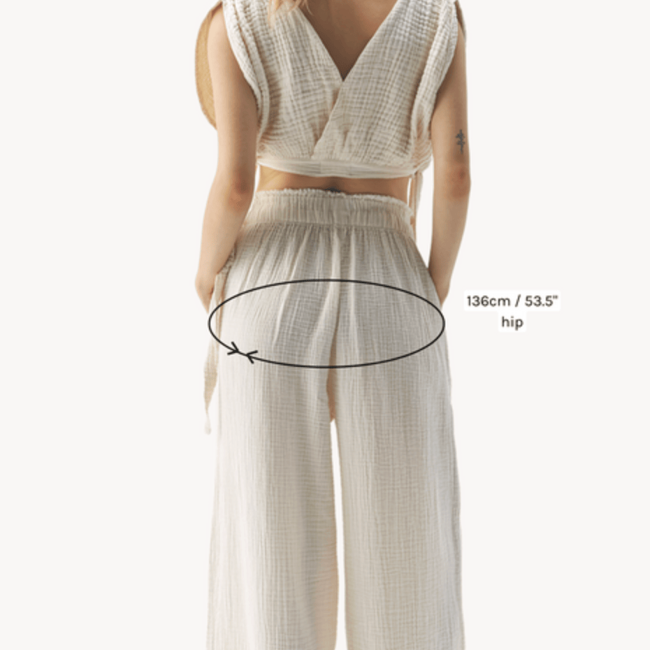 Pokoloko - Charcoal Striped Cotton Blend Crinkle Palazzo Pant
