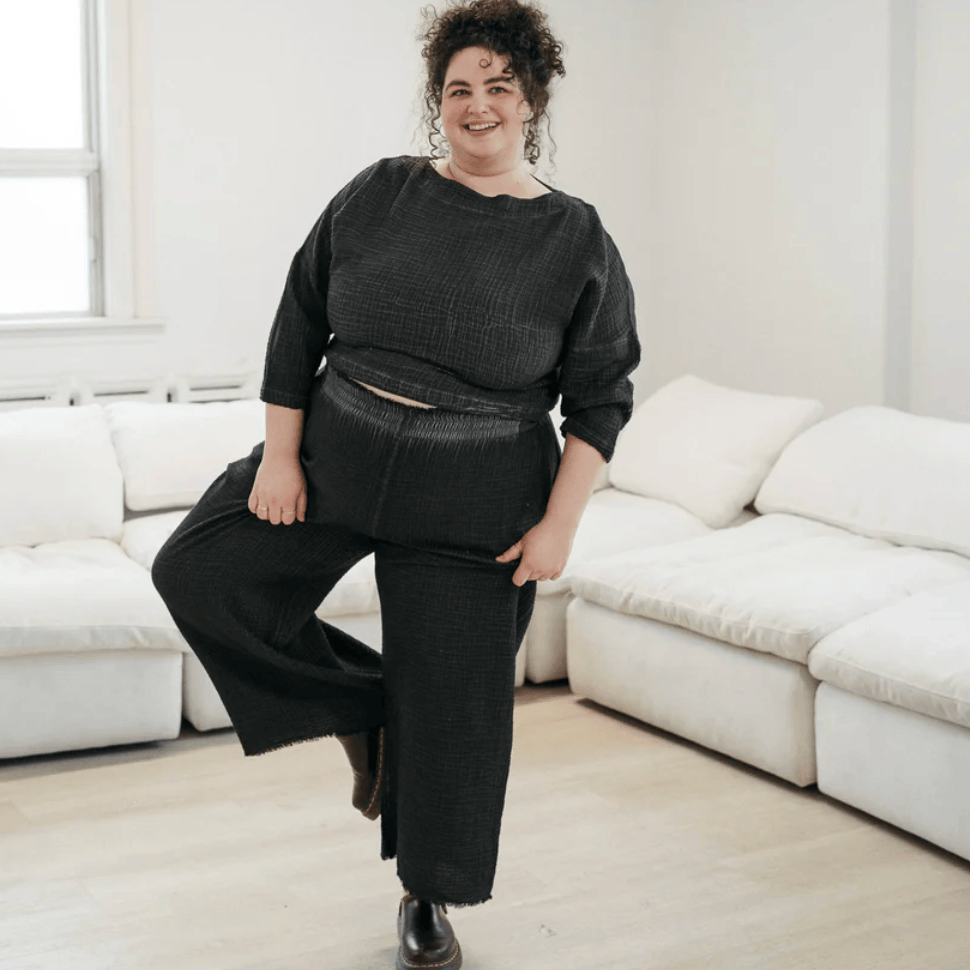 Pokoloko - Turkish Cotton PLUS Crinkle Drawstring Palazzo Pants