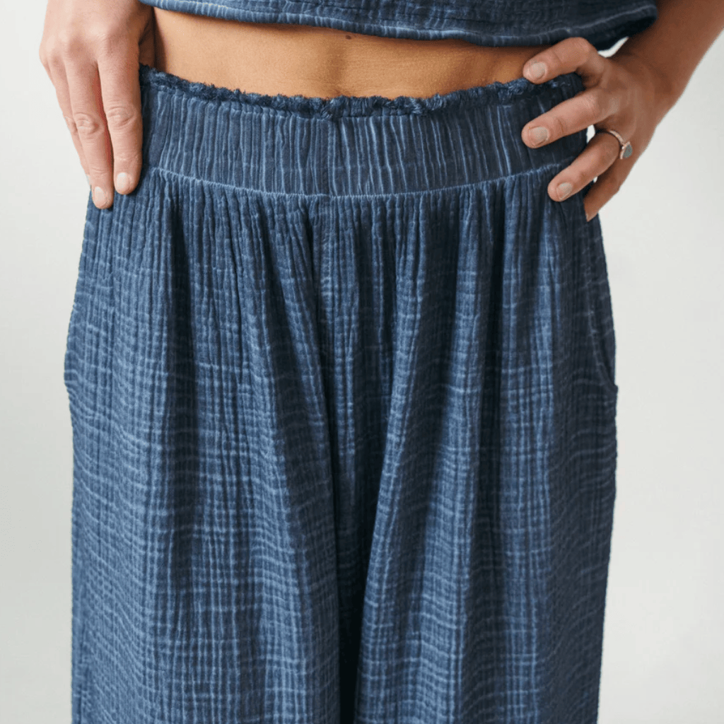 Pokoloko - Turkish Cotton Crinkle Denim Palazzo Pants