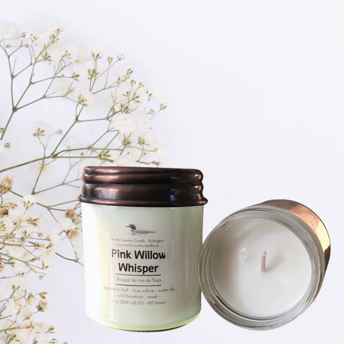 North Country Candle - PINK WILLOW WHISPER Soy Wax Candle with Copper