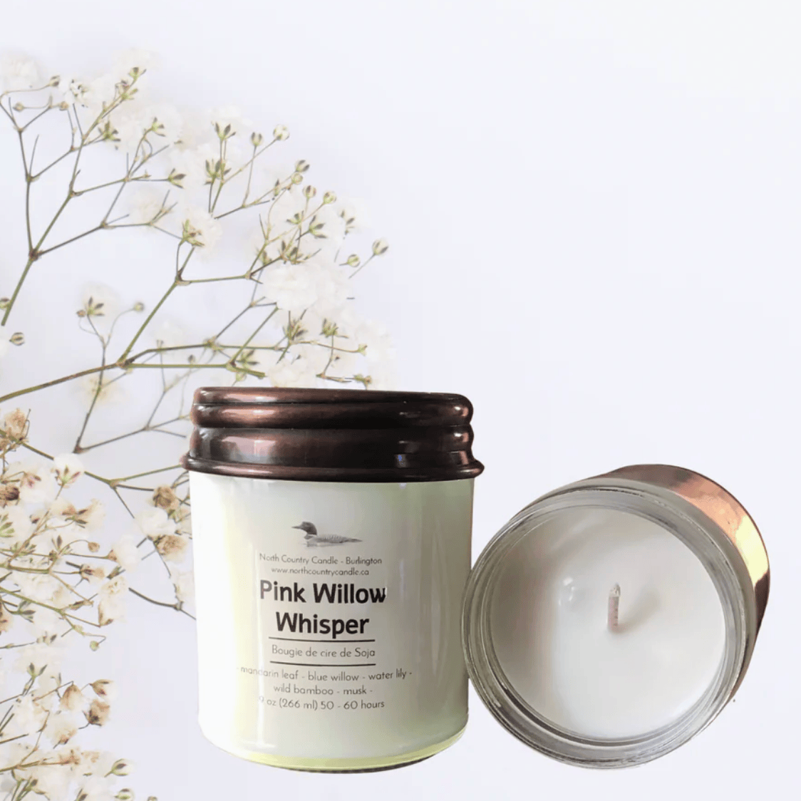 North Country Candle - PINK WILLOW WHISPER Soy Wax Candle with Copper