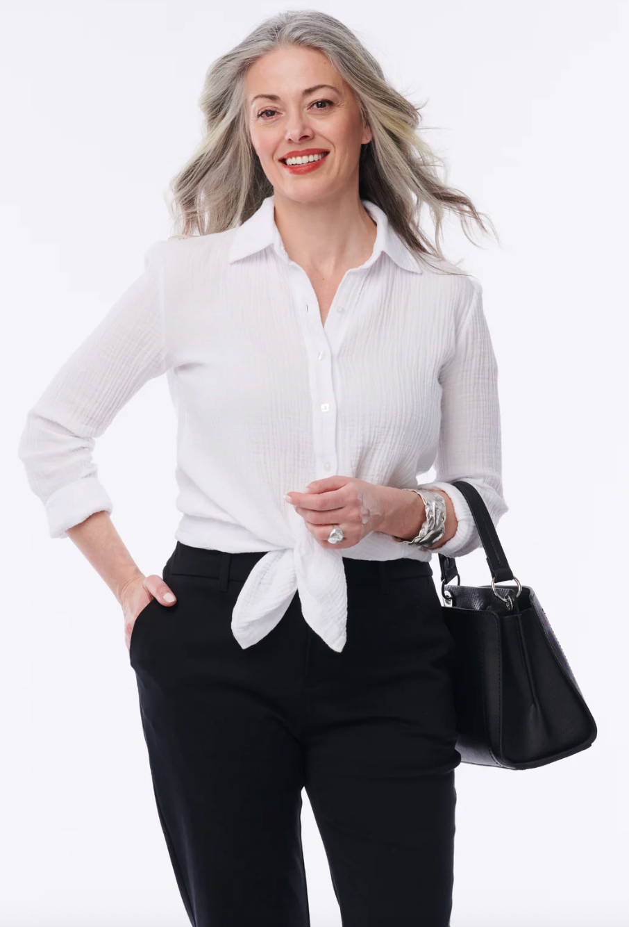 Helene Clarkson Design AMALFI CRINKLE White Blouse