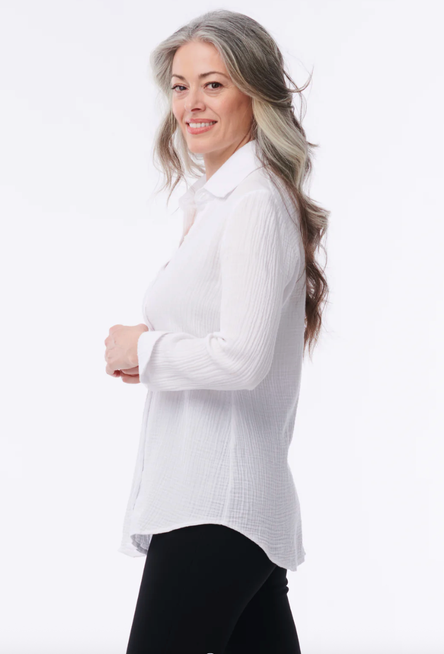 Helene Clarkson Design AMALFI CRINKLE White Blouse