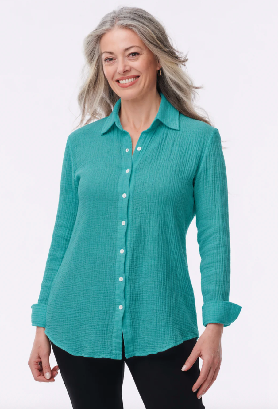 Helene Clarkson Design AMALFI CRINKLE Turquoise Blouse