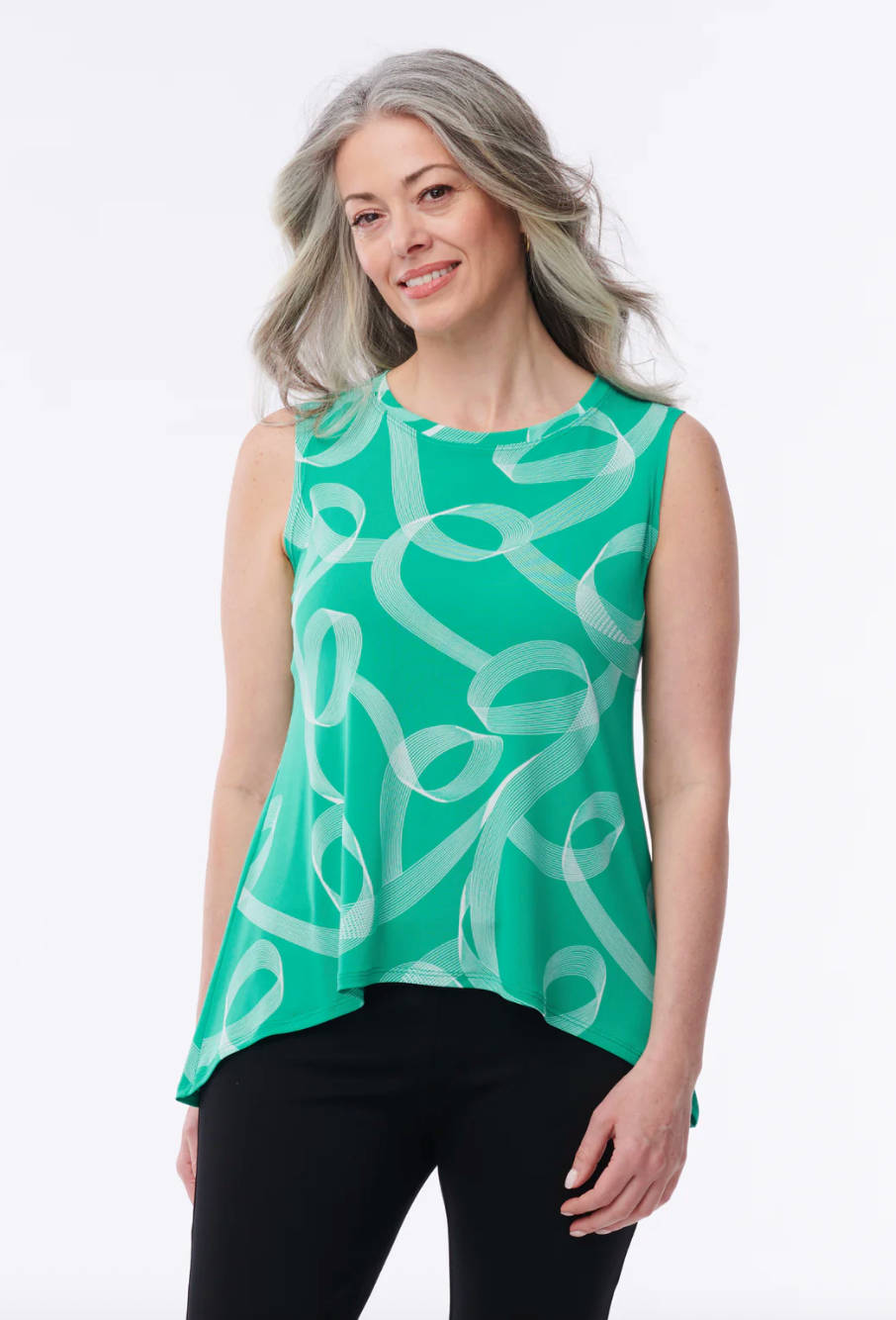 Helene Clarkson Design ORLY GREEN PRINT Wrinkle-Free Tank Top
