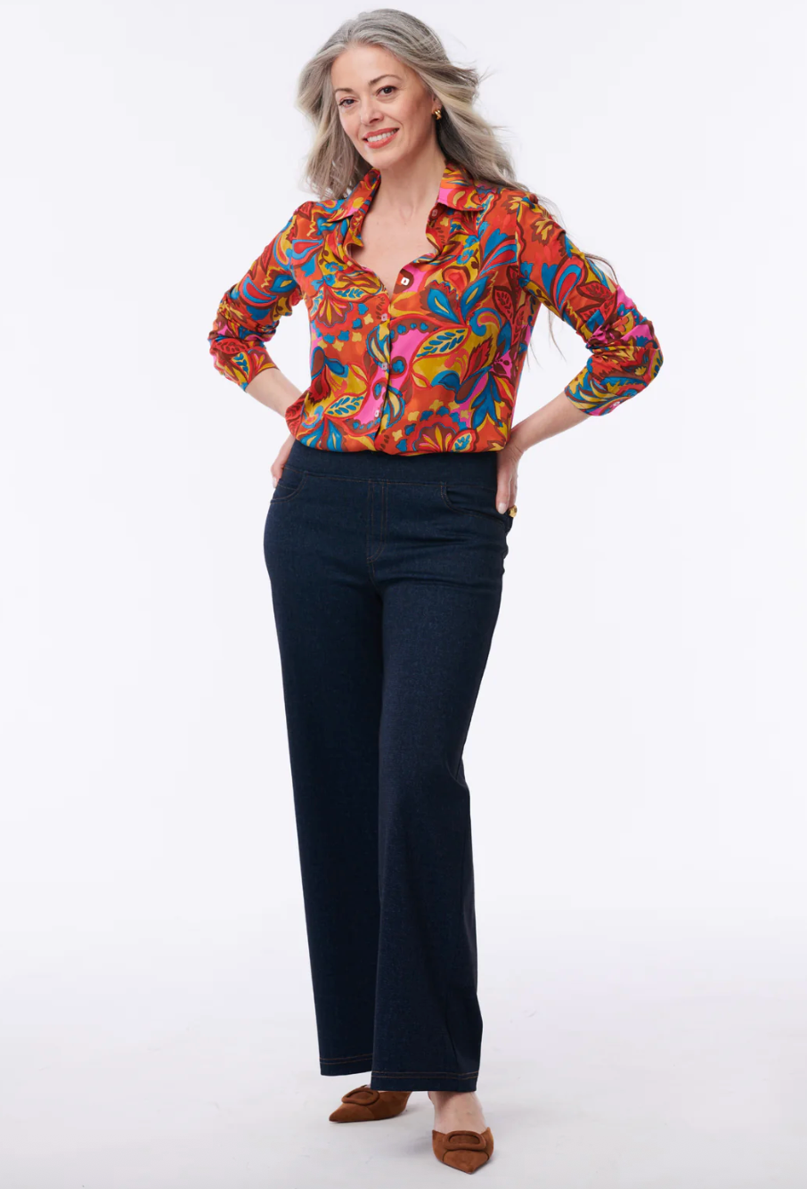 Helene Clarkson Design AMALFI ORANGE PRINTED Blouse