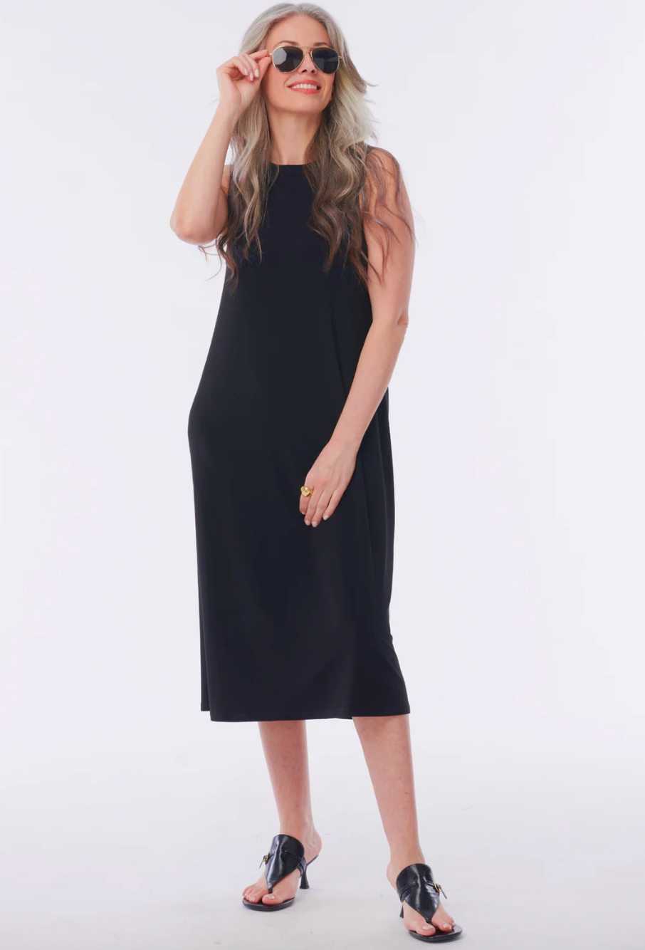 Helene Clarkson Design JULIANA BLACK Wrinkle-Free Tank Dress