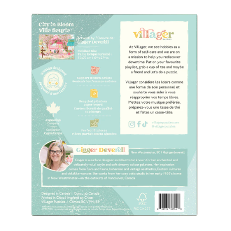 Villager Puzzles - CITY IN BLOOM 1000-Piece Puzzle for Adults Designed in Canada by Ginger Deverell