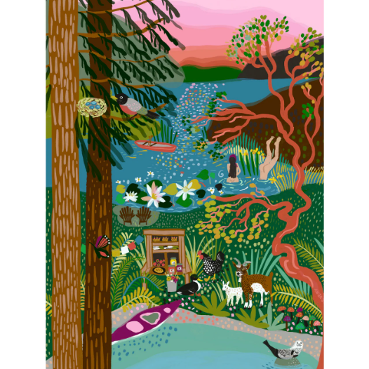 Villager Puzzles - SALT SPRING ISLAND SWIM 1000-Piece Puzzle for Adults Designed in Canada by Anja Jane