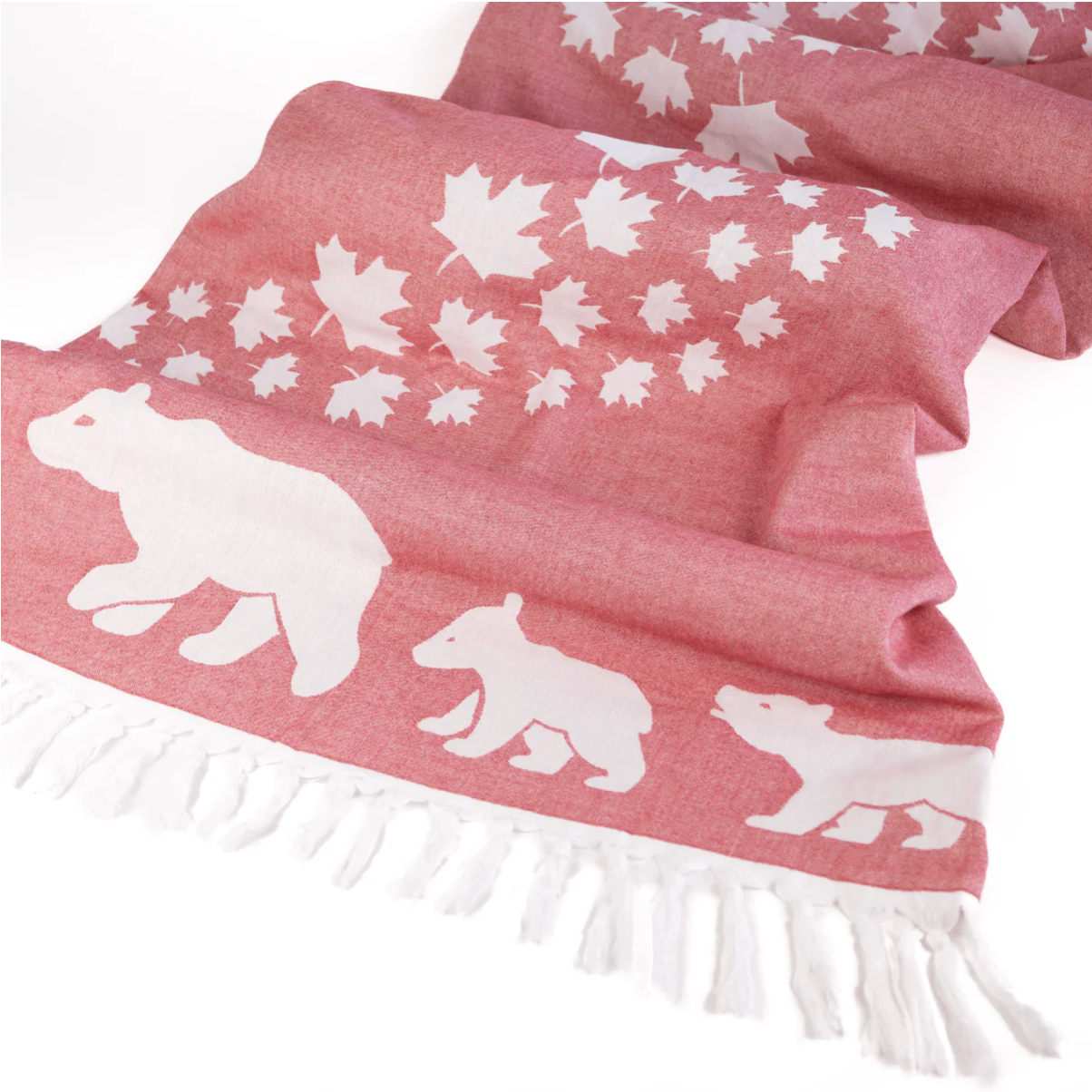 Pomp & Sass Turkish Body Towel - Red & White Canadian Bears