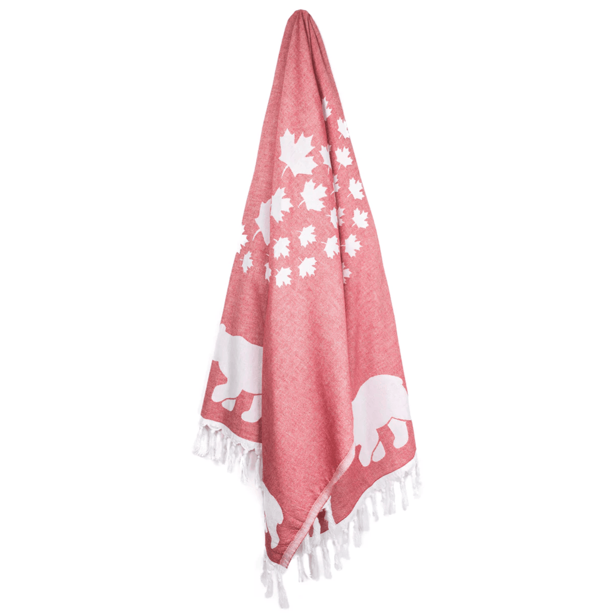 Pomp & Sass Turkish BODY Towel - Red & White Canadian Bears