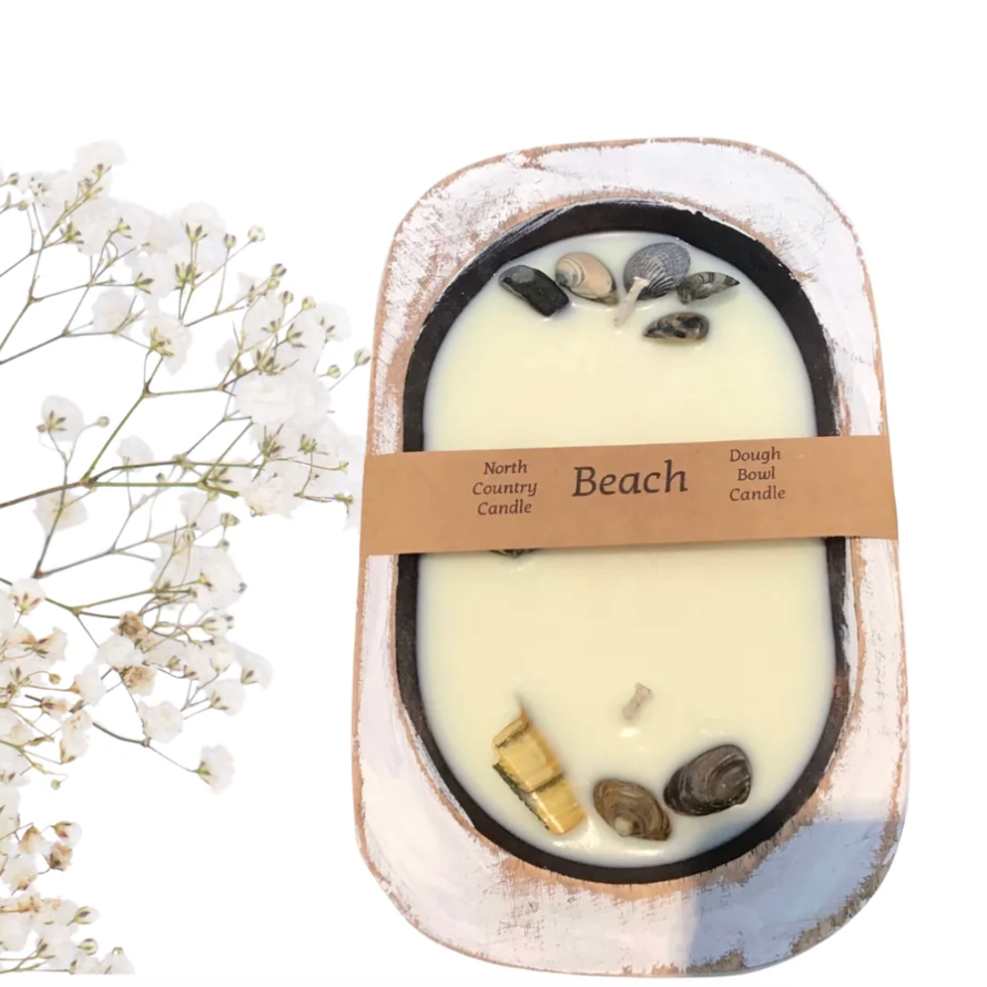 North Country Candle - Distressed Linen BEACH BUM Dough Bowl Soy Wax Candle