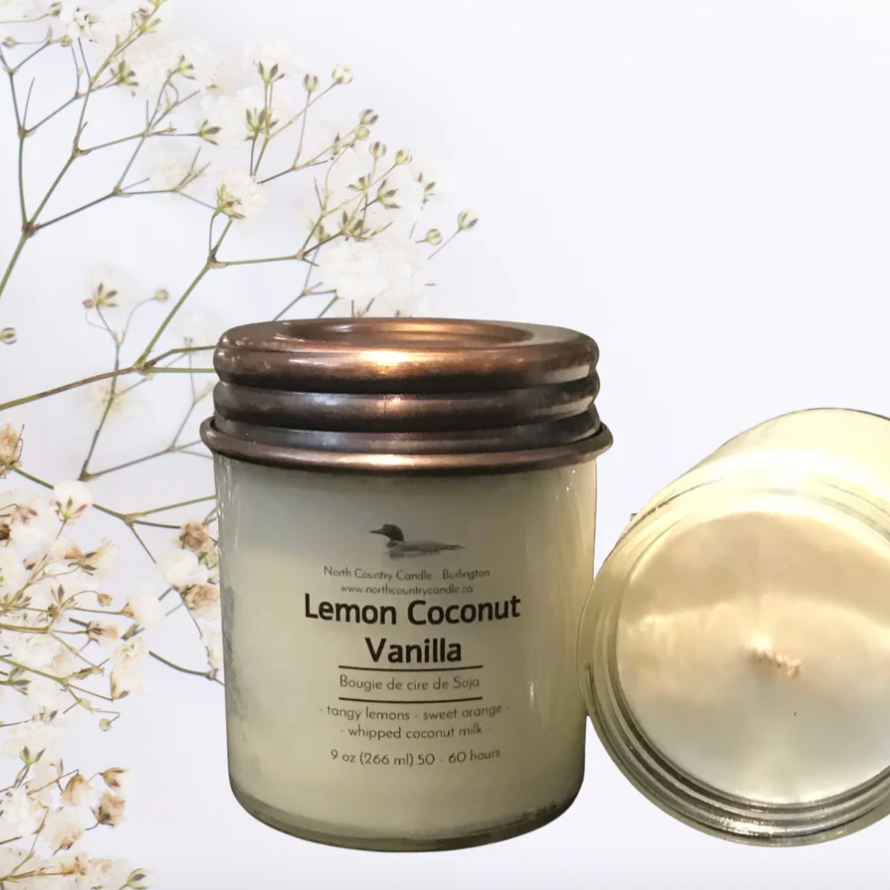 North Country Candle - LEMON COCONUT VANILLA Soy Wax Candle with Copper Lid