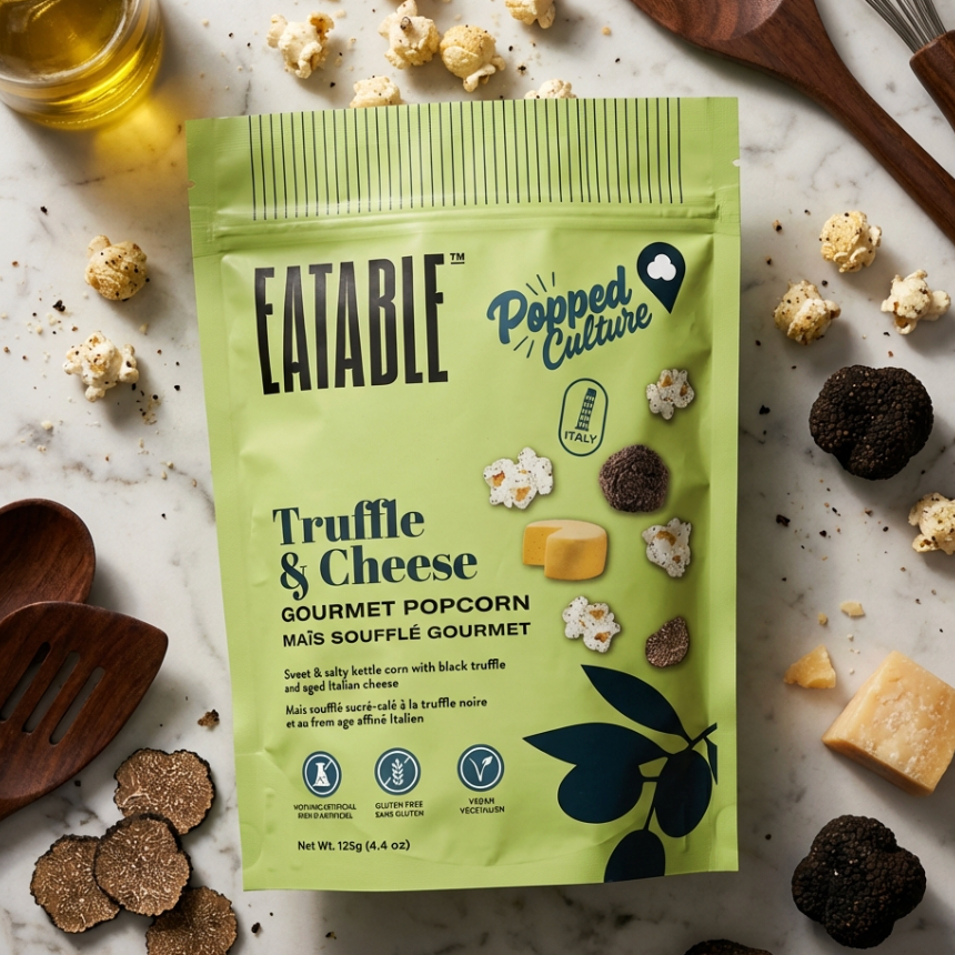 EATABLE Gourmet Popcorn - "Popped Culture" Italian Truffle & Cheese (125g)