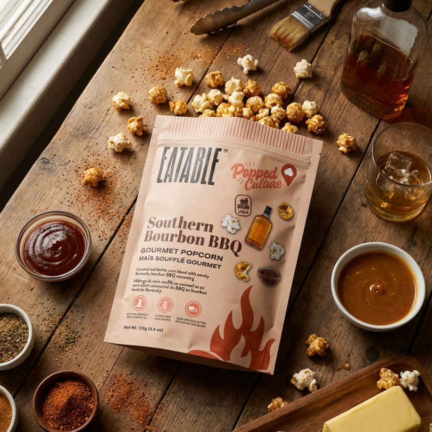 EATABLE Gourmet Popcorn - "Popped Culture" Southern Kentucky Bourbon BBQ (125g)
