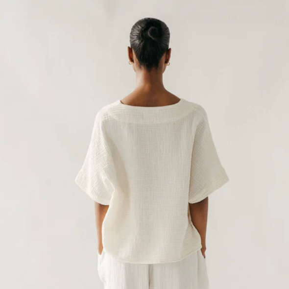 Pokoloko - Turkish Cotton Crinkle V-Neck Top
