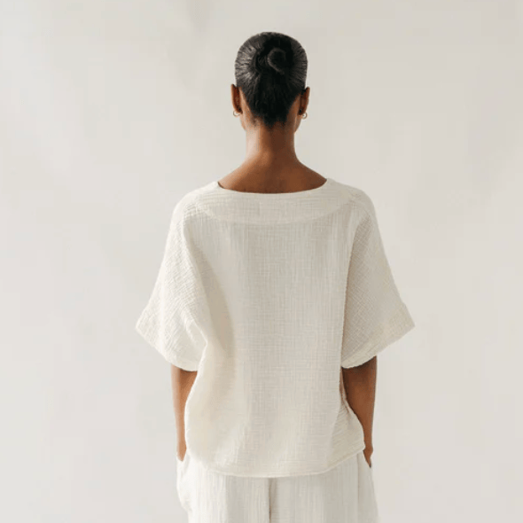 Pokoloko - Turkish Cotton Crinkle V-Neck Top