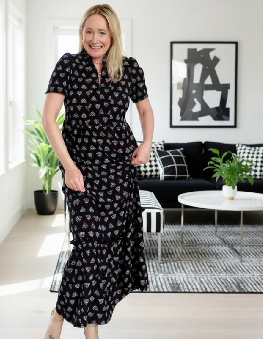 DOTTY Black Art Deco Dress