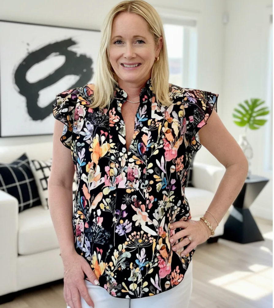 DOTTY Black Floral Blouse