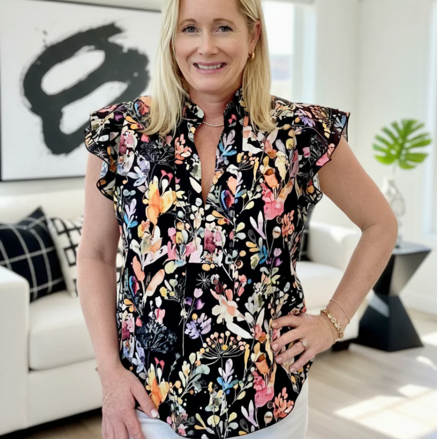DOTTY Black Floral Blouse