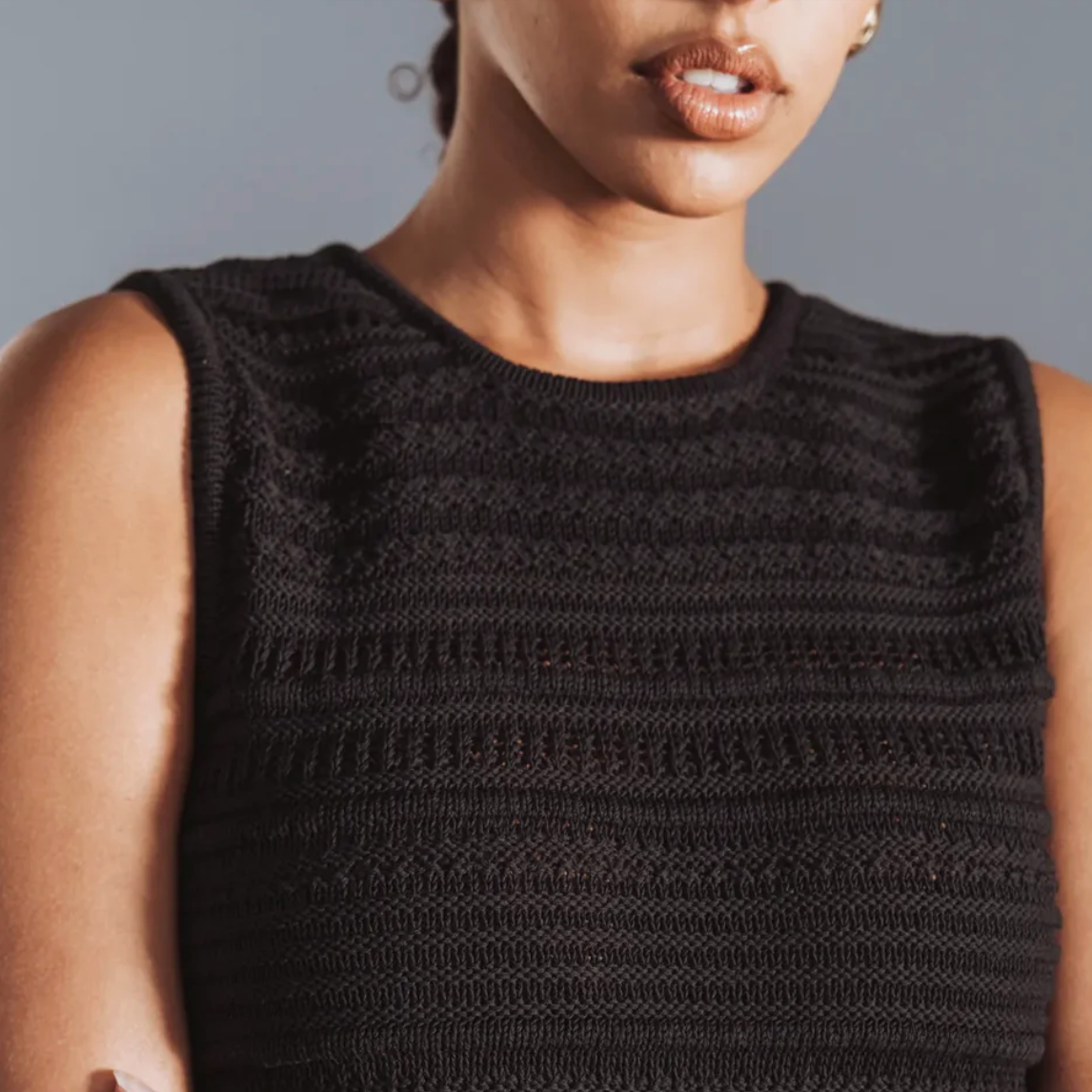 Poppy Barley - The SUNSET BLACK Organic Cotton Knit Dress