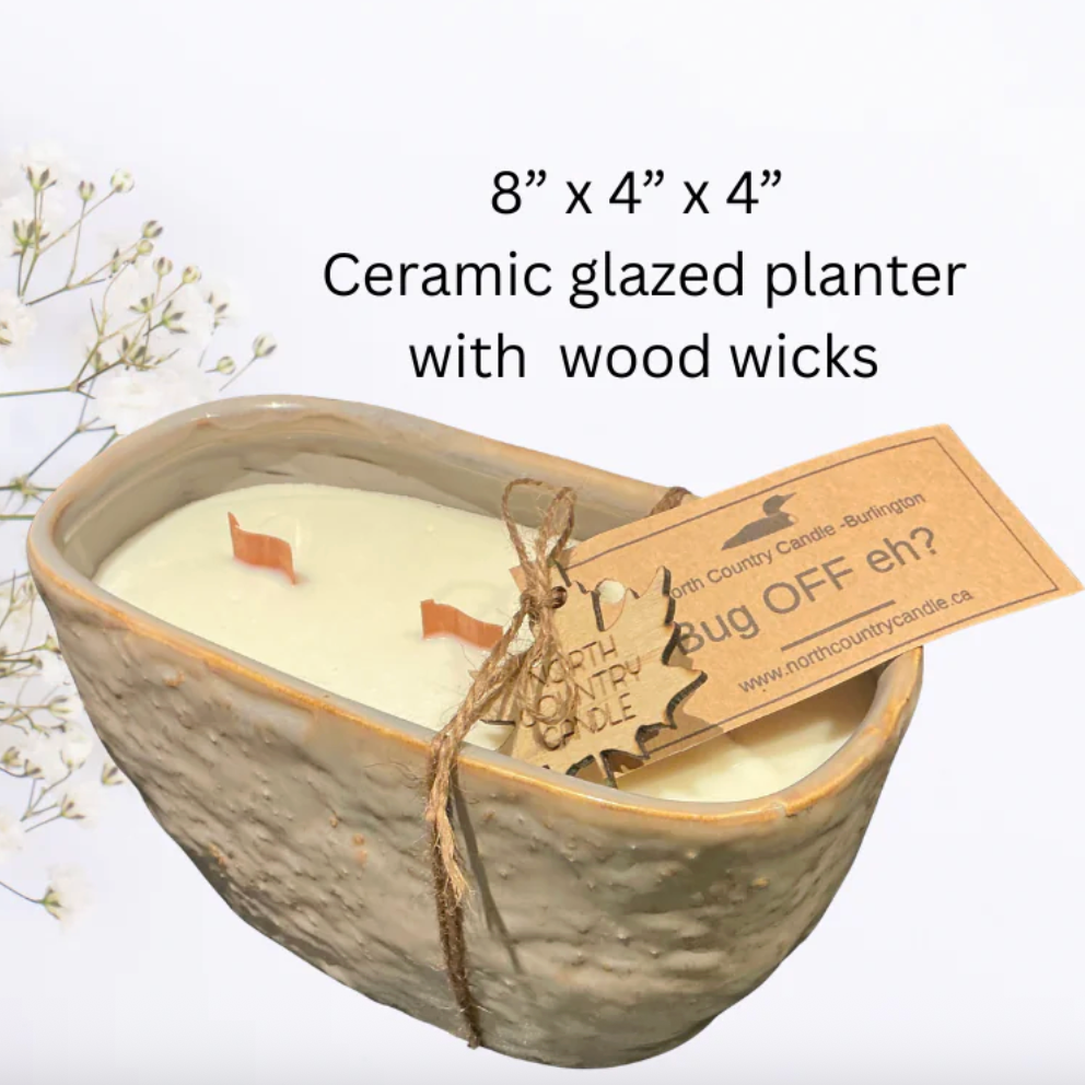 North Country Candle - Ceramic Planter - Lemongrass Bug Off - Soy Wax Candle