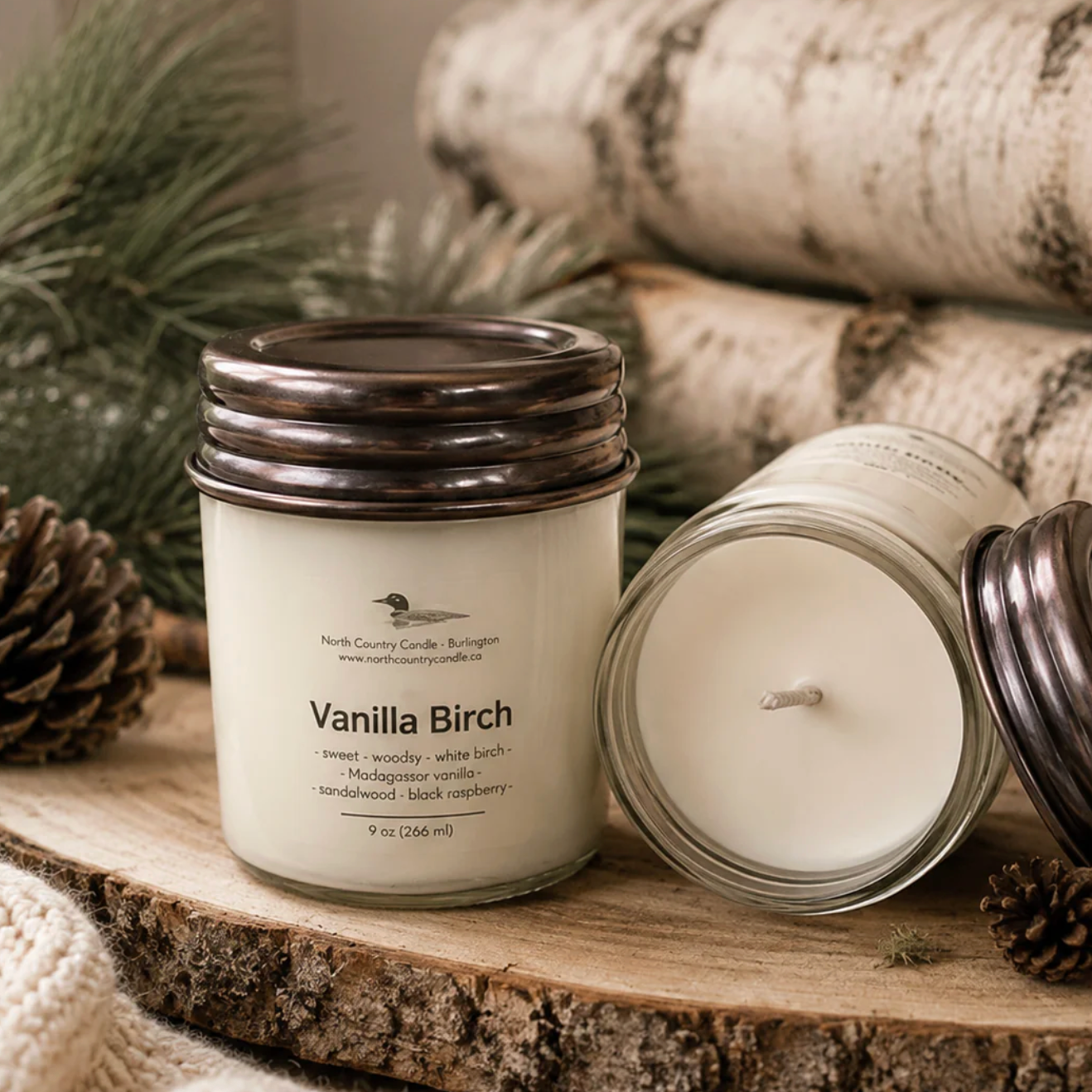 North Country Candle - VANILLA BIRCH Soy Wax Candle with Copper Lid
